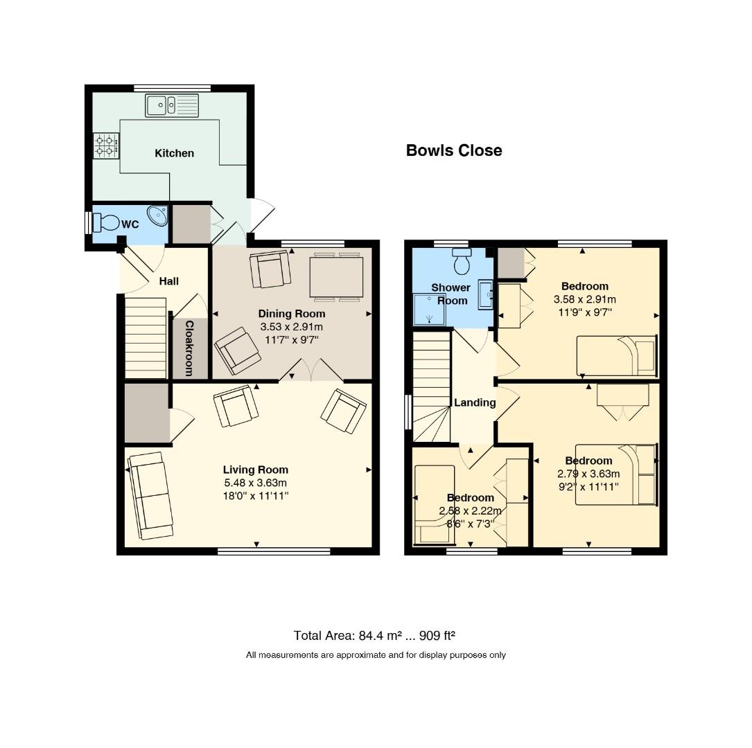 Floorplan for Bowls Close, Caerphilly